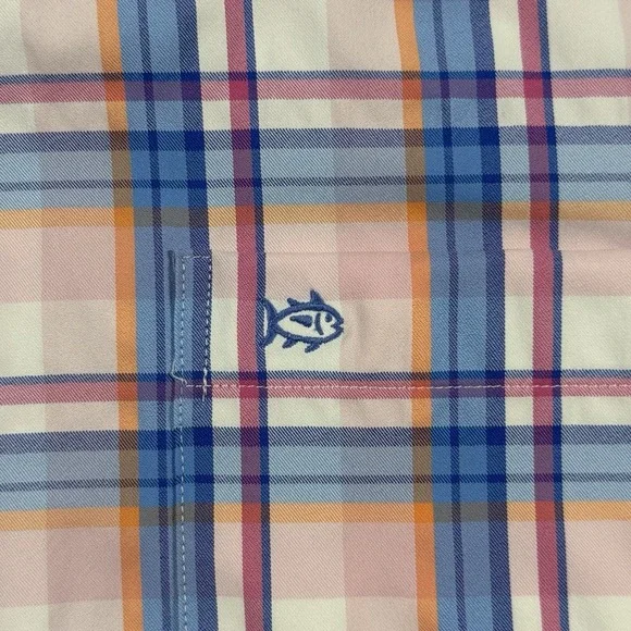 Southern Tide Men's Size Medium Parfait Pink Gaspee Plaid Sport Button Shirt - Picture 6 of 10